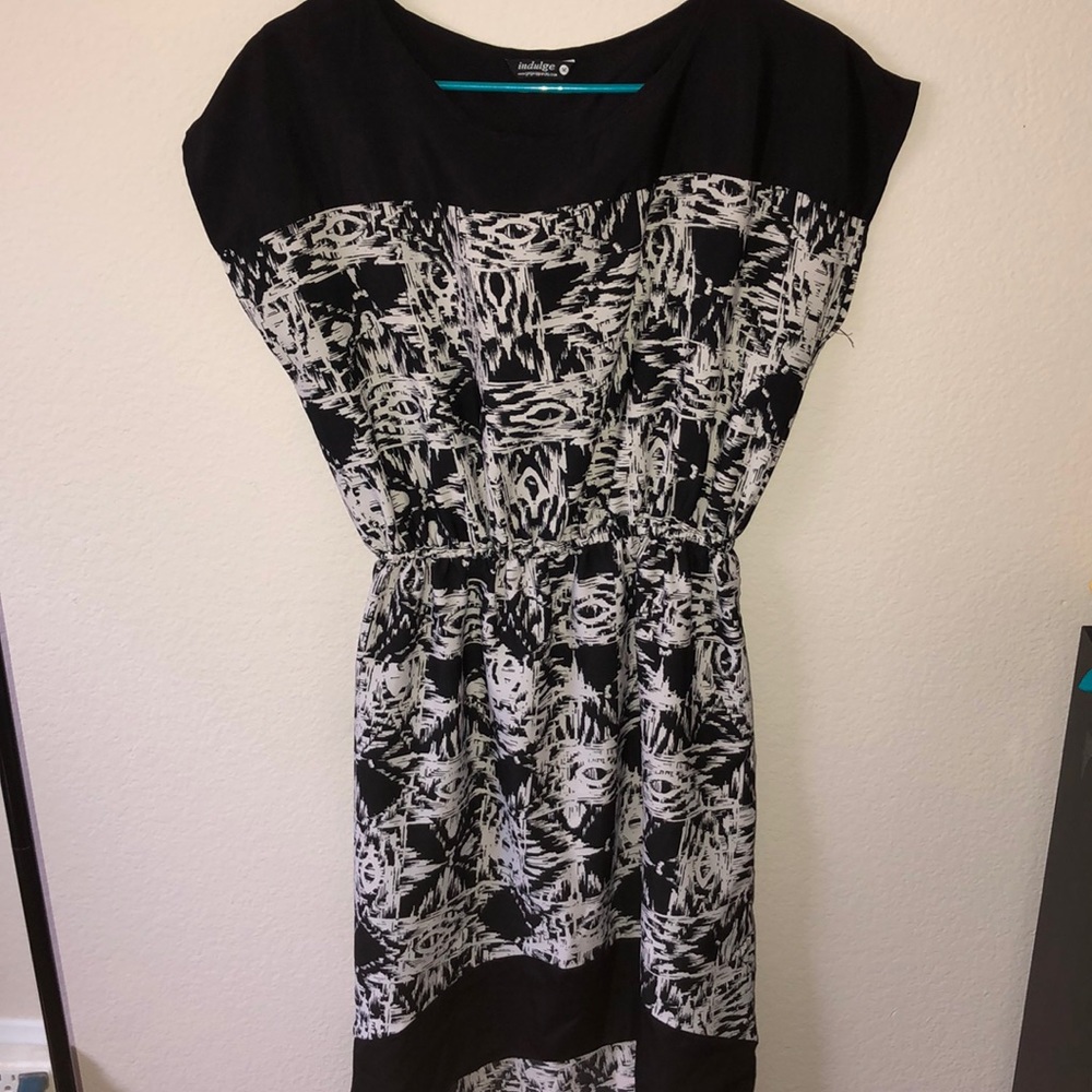 High low Black print dress